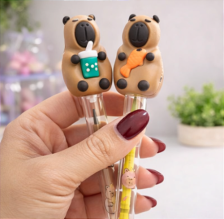 Lapiseira Capivara Kawaii Troca Ponta 0.05mm 🐻✏️