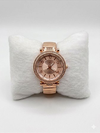 Relógio Rosé Feminino Cravejado