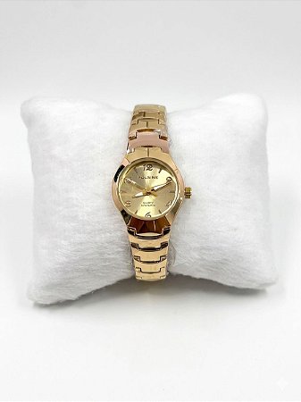 Relógio Feminino Dourado Compacto