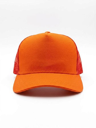 Boné Trucker Laranja Liso Redinha Aba Curva (unidade)