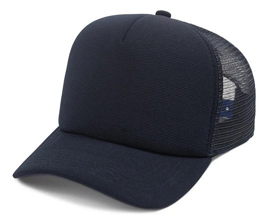 Boné Trucker Azul Marinho Liso Redinha Aba Curva (unidade)