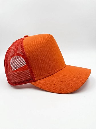 Boné Trucker Laranja Liso Redinha Aba Curva (unidade)