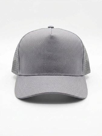 Boné Trucker Liso Redinha Aba Curva Kit 2 Peças Cinza e Preto