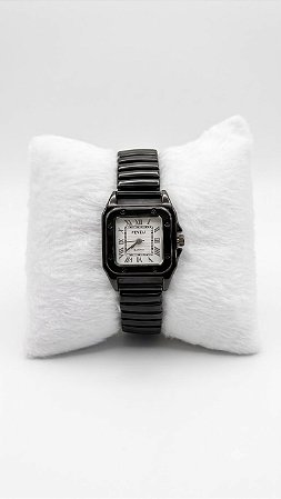 Relógio Feminino Feveli Luxo Quadrado Preto