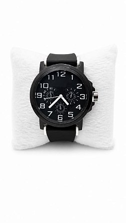 Relógio Analógico Masculino Pulseira De Borracha Fundo Branco