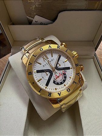 Bvlgari Homem de Ferro Dourado/Branco