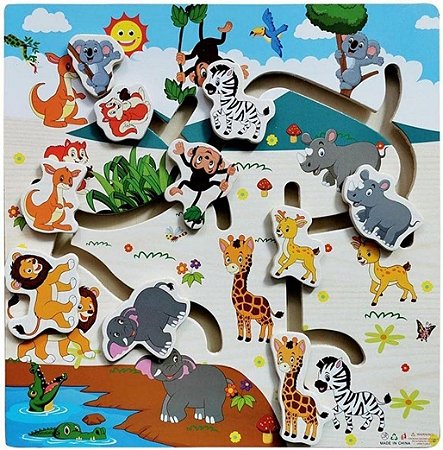 Brinquedo didático em madeira Animais Da Flores , DM Toys DMT6170