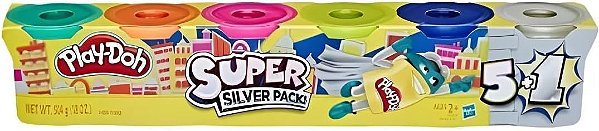 Play-doh Hasbro super pack c/6 dourado e prateado (sortidas)