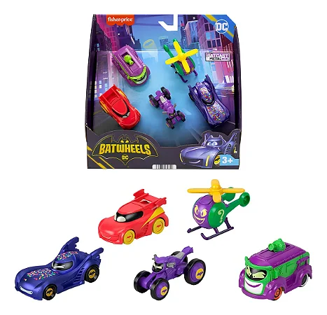 Conjunto 5 Mini Veículos DC Comics Bat Wheels HML21 - Fisher-Price