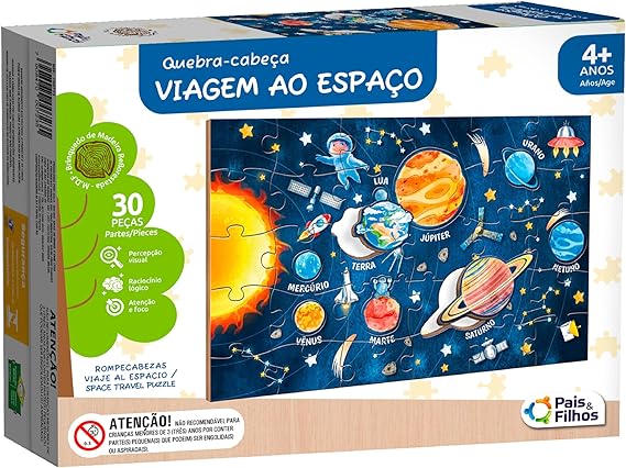 Quebra Cabeça 38 peças Viagem ao Espaço Pais e Filhos 792486