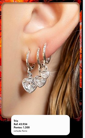 Trio de brincos Semijoias banhadas