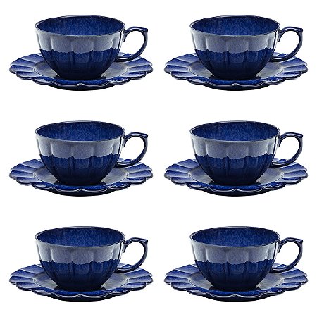 Jogo de 6 Xícaras de Chá 220 ml com pires