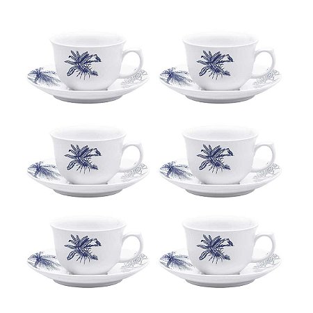 Jogo de 6 Xícaras Grandes 240 Ml Com Pires