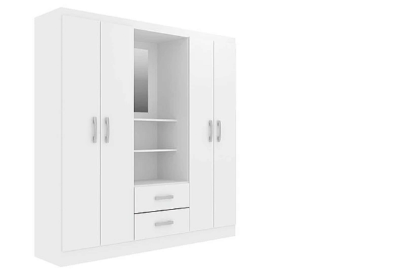 Guarda-Roupa Casal com Espelho Capelinha 4 pt 2 gv Branco