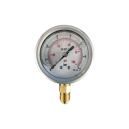 Manômetro de Glicerina 0 a 7 BAR (0-100 PSI)