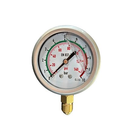 Manômetro de Gliberina 0 a 10 BAR (0-140 PSI)