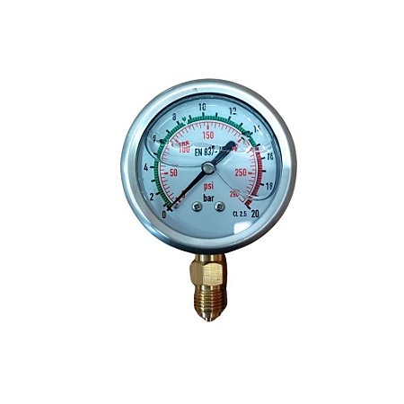 Manômetro de Gliberina 0 a 20 BAR (0 a 290 PSI)