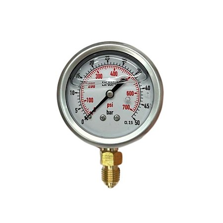 Manômetro de Gliberina 0 a 50 BAR (0 a 700 PSI)