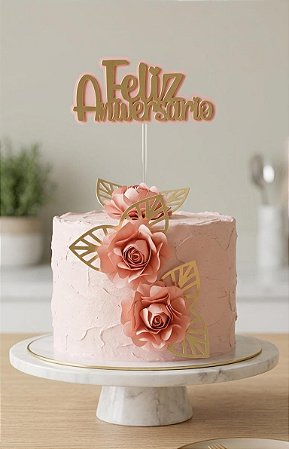Flores Decorativas em Papel para Bolo – Estilo Rosa