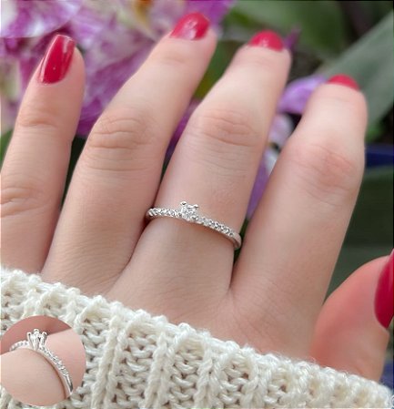 Anel solitário luxo pedra baixa pedido casamento