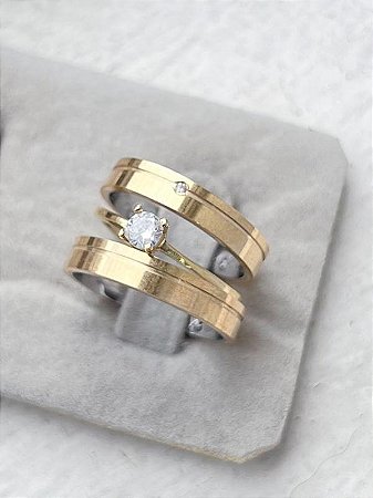 Aliança em Liga de Moeda Antiga Reta com forra de prata e 1 friso - 4mm (com solitario de moeda de brinde)