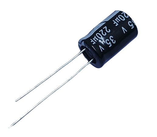 Capacitor eletrolítico 220uF x 35V