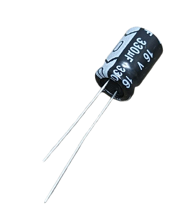 Capacitor eletrolítico 330uF x 16V