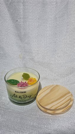 Vela Aromática Bambu e Alecrim 100g – Vidro com Tampa de Madeira