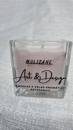 Vela Aromática Lavanda Francesa 66g – Vidro Quadrado com Coração-Sem tampa