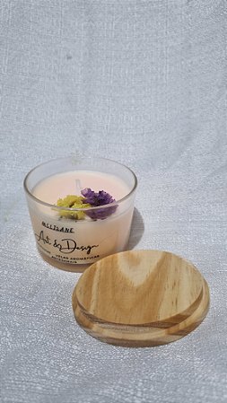 Vela Aromática Romã 100g – mesclada com Tampa de Madeira