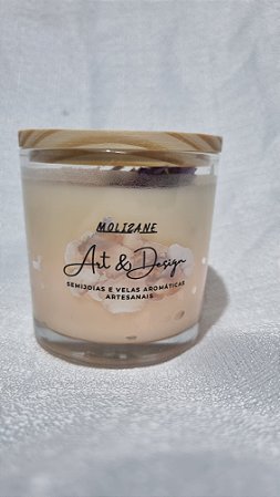 Vela Aromática Romã 170g – Vidro com Tampa de Madeira