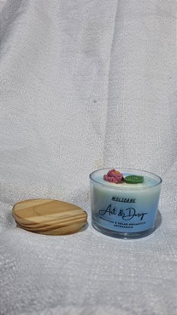 Vela Aromática Limão Siciliano & Baunilha 100g – Vidro com Tampa de Madeira