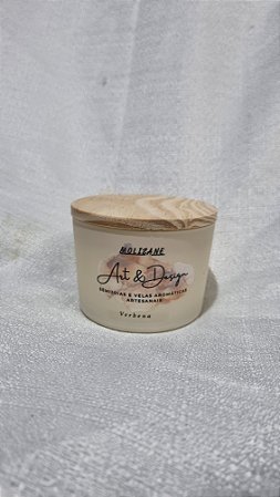 Vela Aromática Verbena 100g – Vidro Nude Fosco com Tampa de Madeira