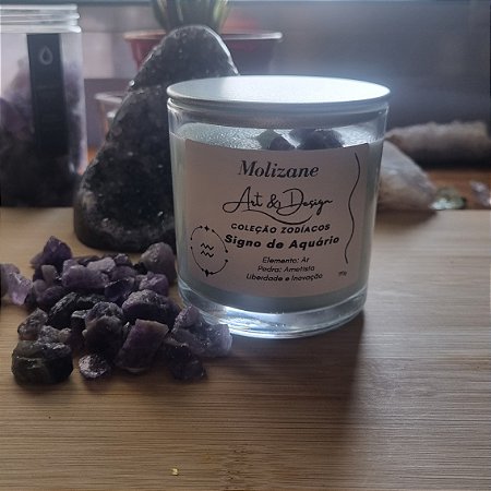 Vela do Signo Aquário – Liberdade, Visão e Ametista 170g
