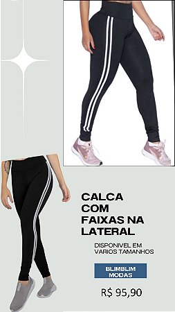 Calça preta com faixas lateral