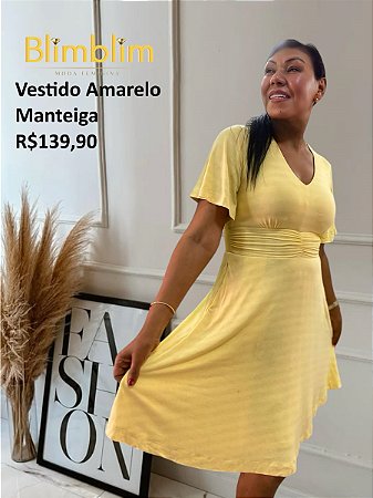 Vestido amarelo manteiga