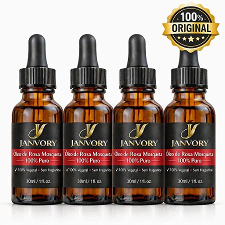 Kit com 4 Óleos de Rosa Mosqueta 100% Puros 30 ml cada (120 ml no total)