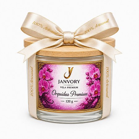 Vela Aromática Premium Orquídea 120g – 100% Cera Vegetal de Coco - Janvory