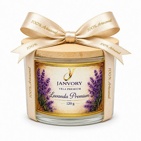 Vela Aromática Premium Lavanda 120g – 100% Cera Vegetal de Coco - Janvory