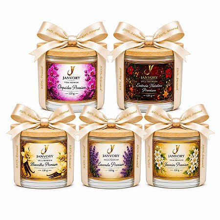 Vela Aromática Premium 120g – 100% Cera Vegetal de Coco - Janvory