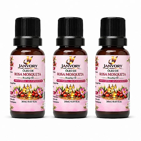Kit 3 Óleos de Rosa Mosqueta 100% Puro 3x20 ml