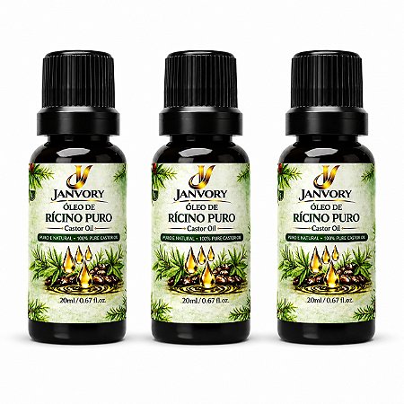 Kit 3 Óleos de Rícino Puro 100% Natural 3x20ml