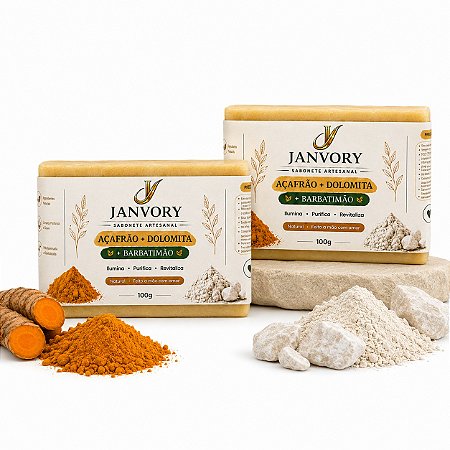Kit 2x Sabonete de Açafrão, Dolomita e Barbatimão Original-Janvory