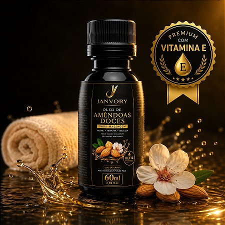 Refil, Óleo de Amêndoas Doces Janvory – Óleo Corporal para Massagem e Hidratação 60ml