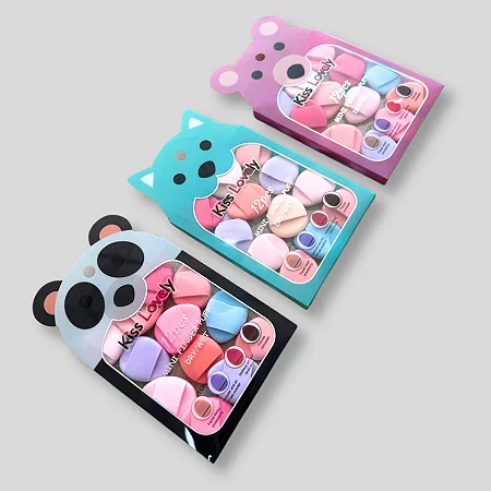12 Kits Mini Esponja de Dedo Fofa Kiss Lovely