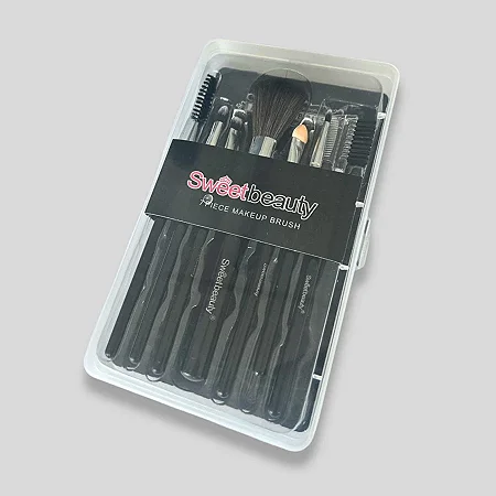 12 Kits de Pincéis Sweet Beauty 7 Peças + Estojo - Cores Sortidas