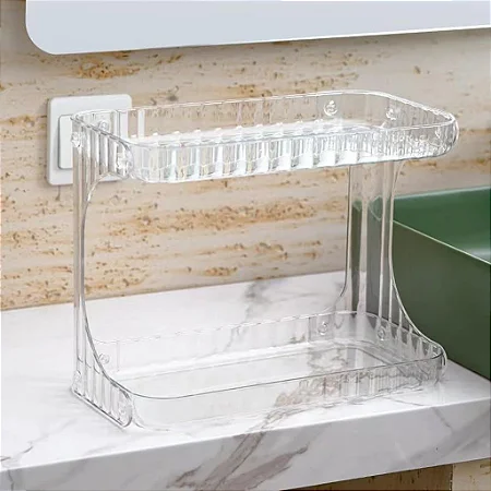 Caixa Fechada (48 unidades) Prateleira 2 Andares para Banheiro Portátil Montável Acrílico