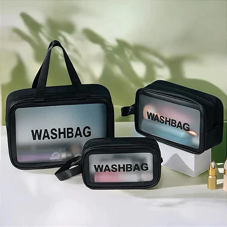12 Kits 3 Necessaire Impermeável Washbag Bolsa Organizadora - PRETO