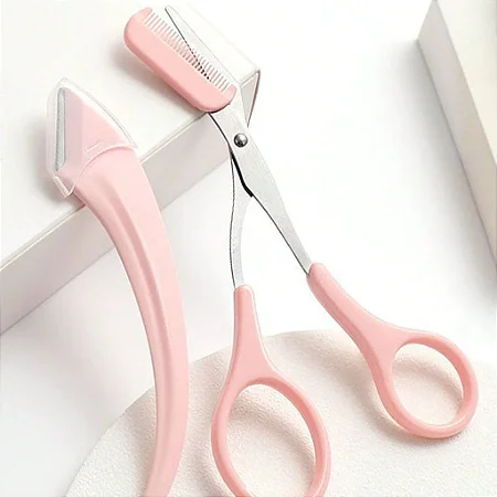 12 Kits Tesourinhas com Pente + Lamina Navalha de Sobrancelha