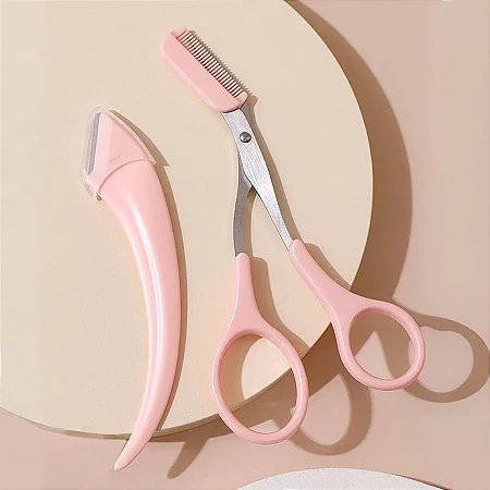 CaixaFechada (1200 unidades) Tesourinhas com Pente + Lamina Navalha de Sobrancelha